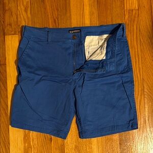 Express Men's Vibrant Blue Flat Front Shorts